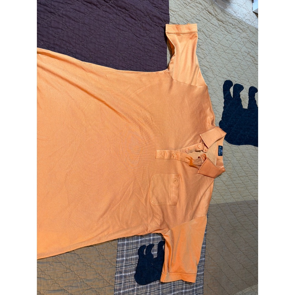 Countess Mara Mens Orange Short Sleeve Pocket Polo Shirt Large Vintage